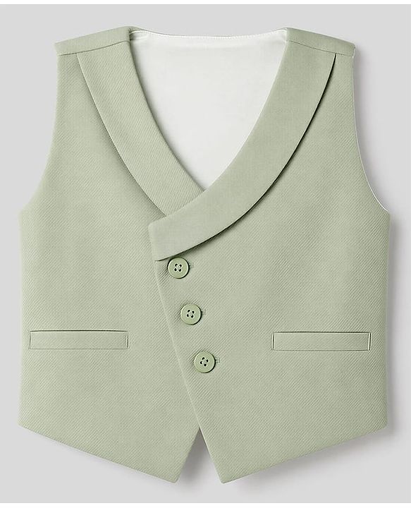 Babyhug Knit Full Sleeves Striped Four Piece Party Suit  - Light Green
