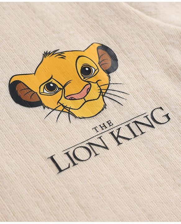Babyhug Disney Full Sleeves Thermal Innerwear With Lion King Graphic - OffWhite