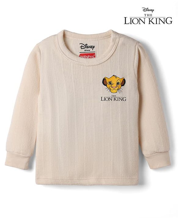 Babyhug Disney Full Sleeves Thermal Innerwear With Lion King Graphic - OffWhite