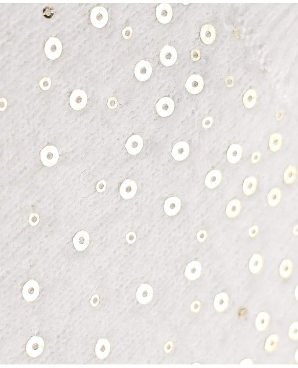Babyhug Knit Full Sleeves Pullover with Sequin Work - White
