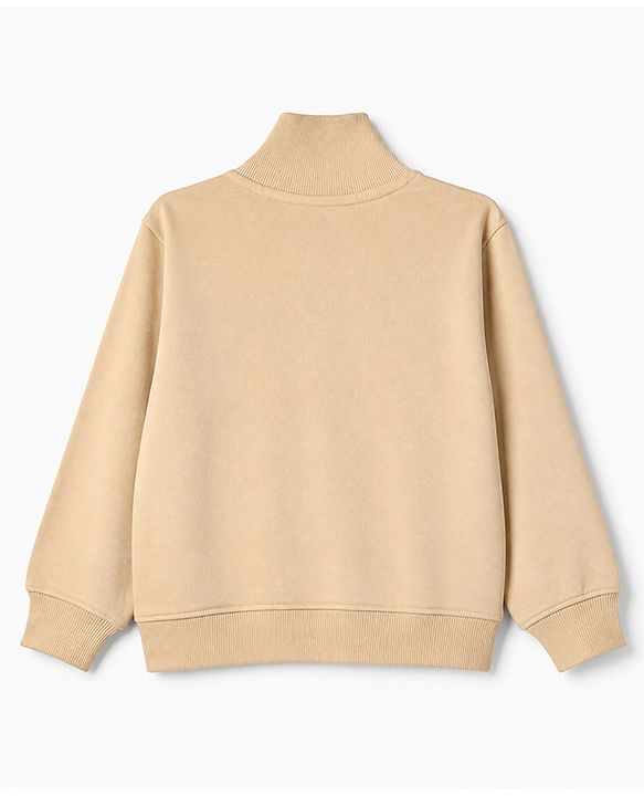 Pine Kids Cotton Knit Sweatshirts with Full Sleeves and New York Brooklyn United States Of America Print in Beige for 4-5 Years