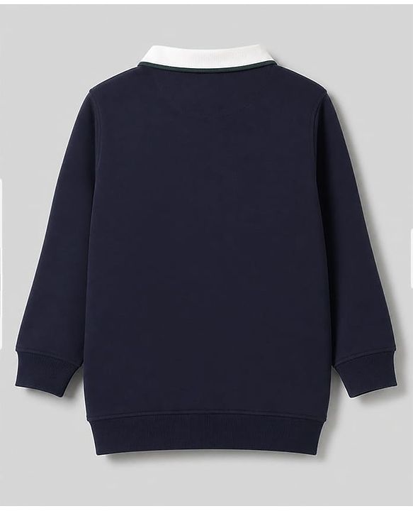 Pine Kids Cotton Knit Sweatshirt with Full Sleeves and Mindset Text Print - Navy Blue