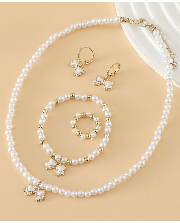 Pine Kids Free Size Beaded Jewellery Set - Off White