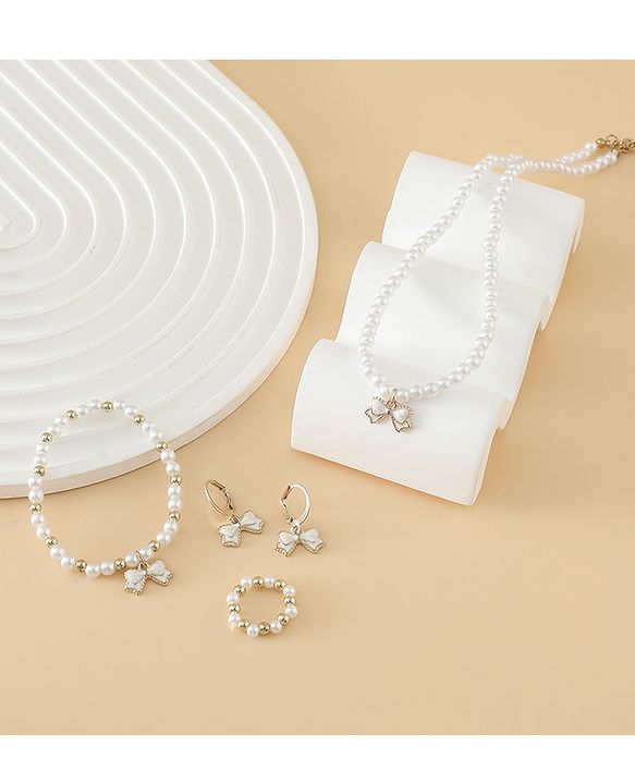Pine Kids Free Size Beaded Jewellery Set - Off White