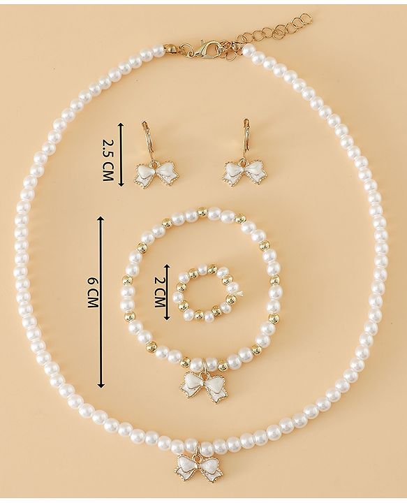 Pine Kids Free Size Beaded Jewellery Set - Off White