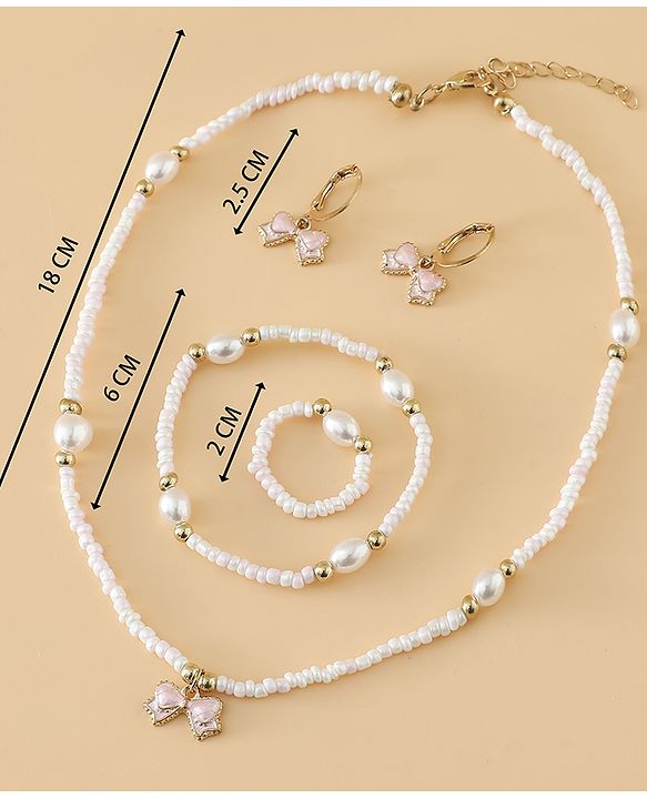 Pine Kids Free Size Beaded Jewellery Set - Off White