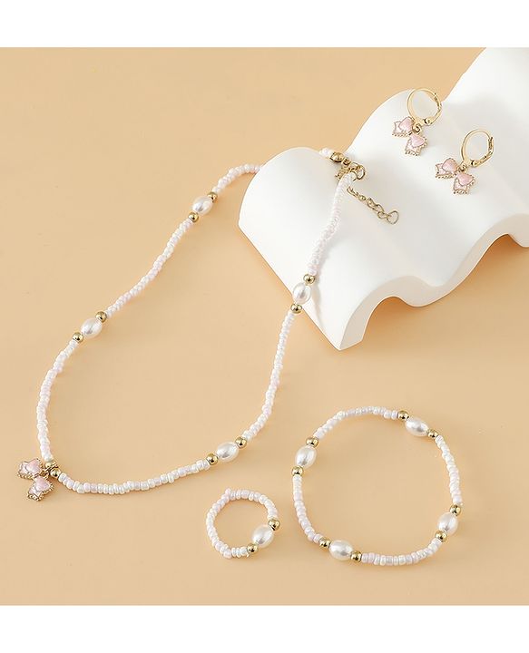 Pine Kids Free Size Beaded Jewellery Set - Off White
