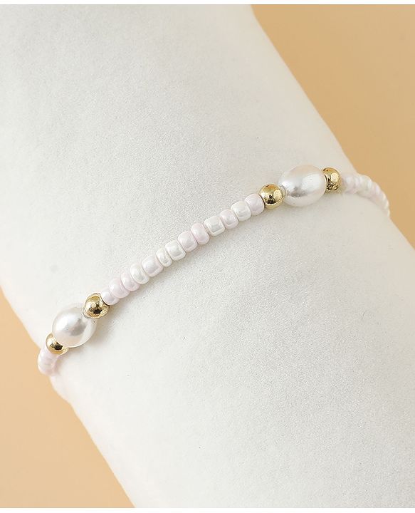 Pine Kids Free Size Beaded Jewellery Set - Off White