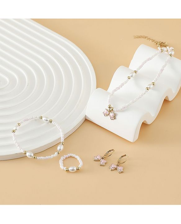 Pine Kids Free Size Beaded Jewellery Set - Off White