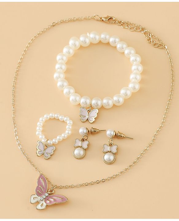Pine Kids Free Size Beaded Jewellery Set - Off White