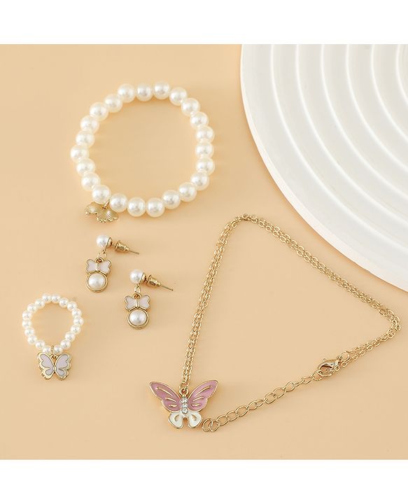 Pine Kids Free Size Beaded Jewellery Set - Off White