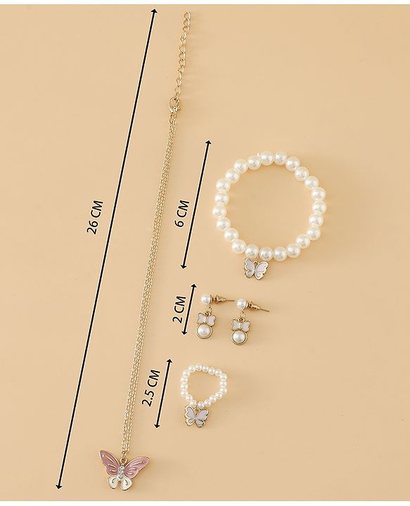 Pine Kids Free Size Beaded Jewellery Set - Off White