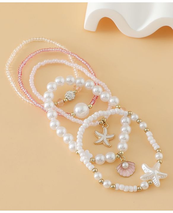 Pine Kids Free Size Bracelets & Bangles Set for Girls - White