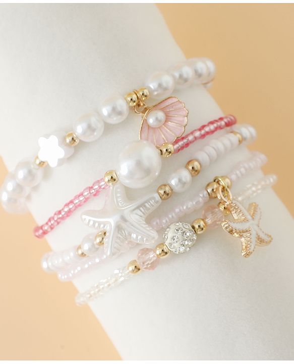 Pine Kids Free Size Bracelets & Bangles Set for Girls - White