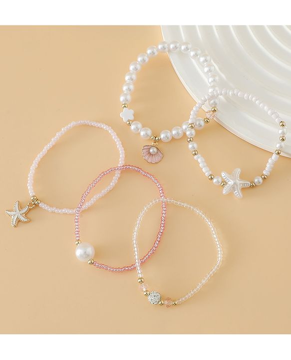 Pine Kids Free Size Bracelets & Bangles Set for Girls - White