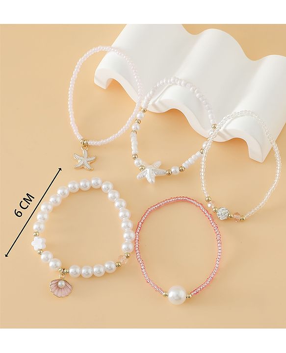 Pine Kids Free Size Bracelets & Bangles Set for Girls - White