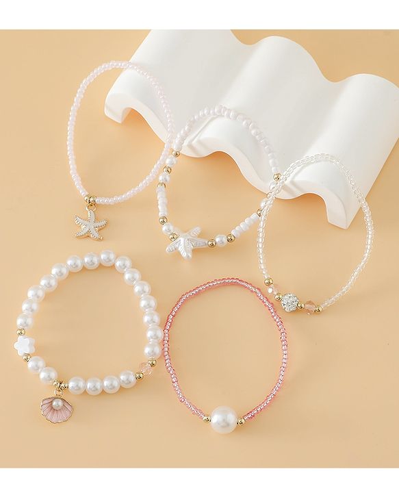 Pine Kids Free Size Bracelets & Bangles Set for Girls - White