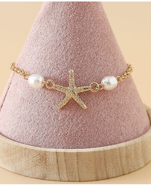 Pine Kids Free Size Bracelets & Bangles Set for Girls - Golden & White
