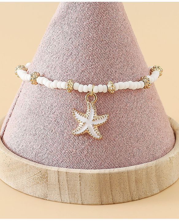 Pine Kids Free Size Bracelets & Bangles Set for Girls - Golden & White