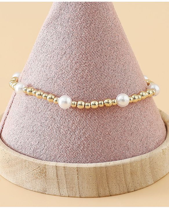 Pine Kids Free Size Bracelets & Bangles Set for Girls - Golden & White