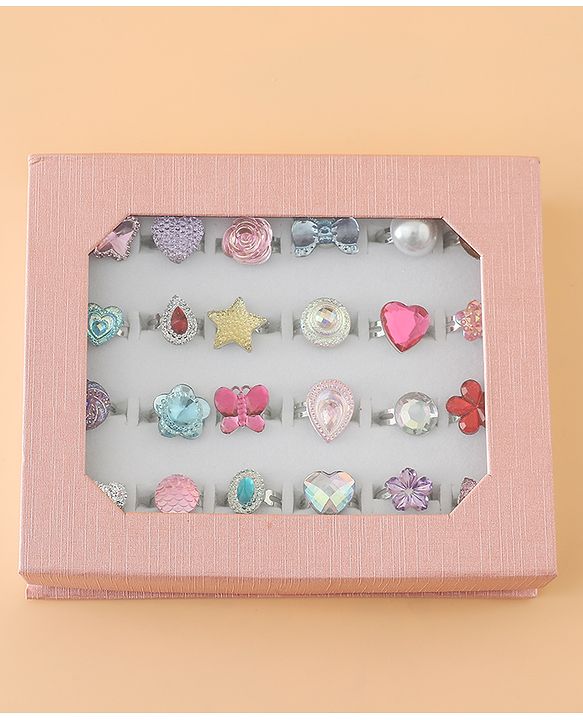 Babyhug Free Size Finger Ring Set for Girls - Red