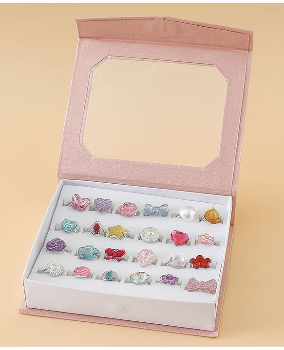 Babyhug Free Size Finger Ring Set for Girls - Red