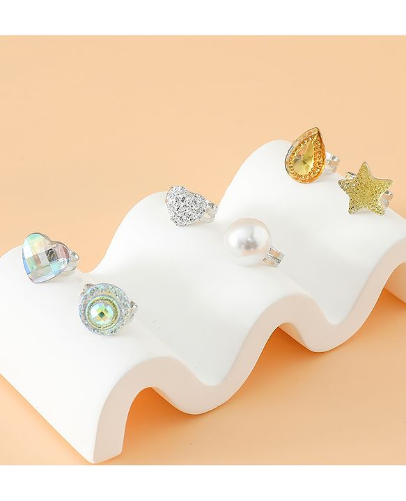 Babyhug Free Size Finger Ring Set for Girls - Red