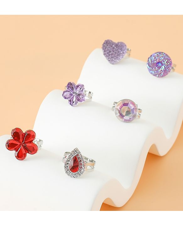 Babyhug Free Size Finger Ring Set for Girls - Red