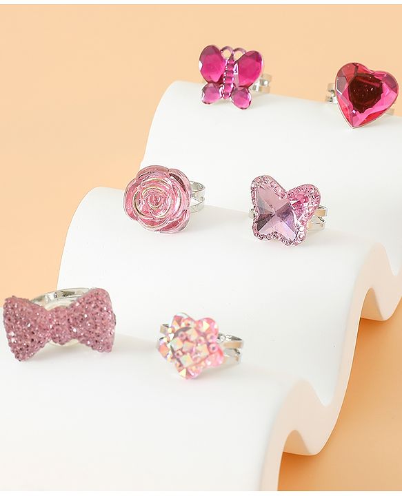 Babyhug Free Size Finger Ring Set for Girls - Red