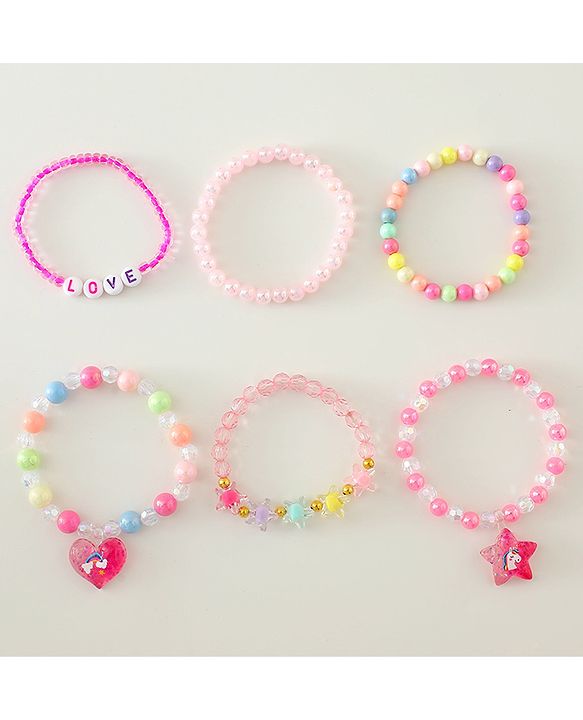 Pine Kids Free Size Bracelets & Bangles Set for Girls - Pink