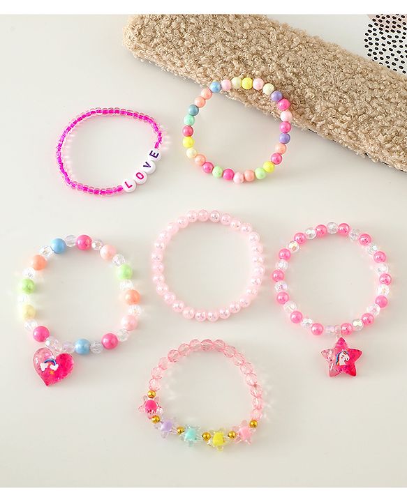 Pine Kids Free Size Bracelets & Bangles Set for Girls - Pink