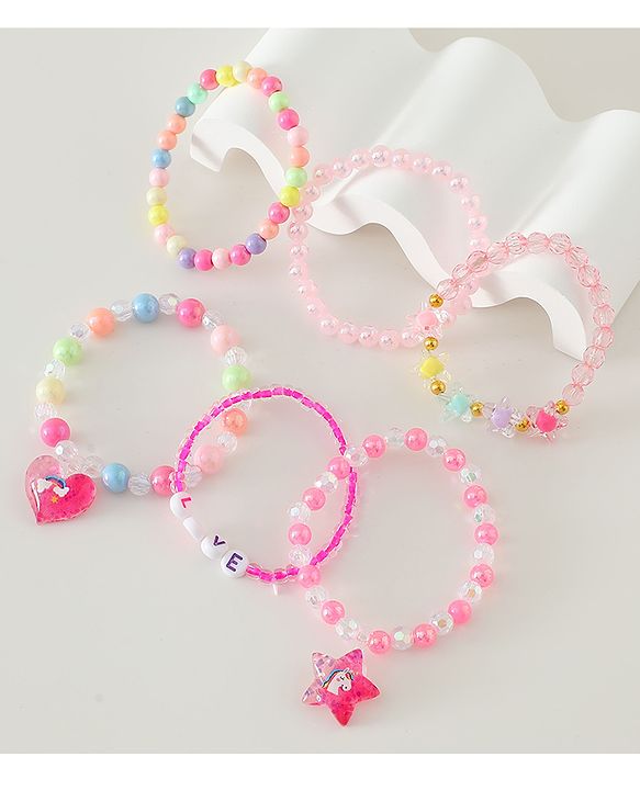 Pine Kids Free Size Bracelets & Bangles Set for Girls - Pink