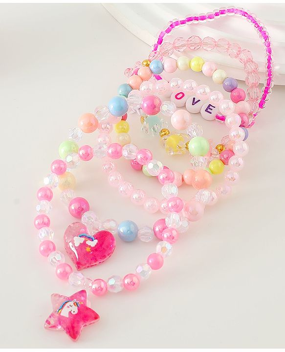 Pine Kids Free Size Bracelets & Bangles Set for Girls - Pink