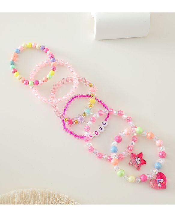 Pine Kids Free Size Bracelets & Bangles Set for Girls - Pink