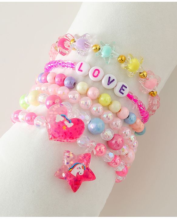 Pine Kids Free Size Bracelets & Bangles Set for Girls - Pink