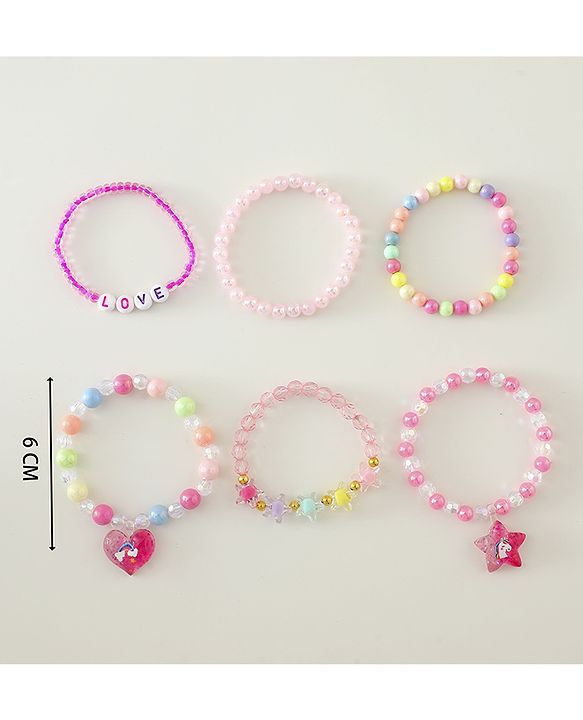 Pine Kids Free Size Bracelets & Bangles Set for Girls - Pink