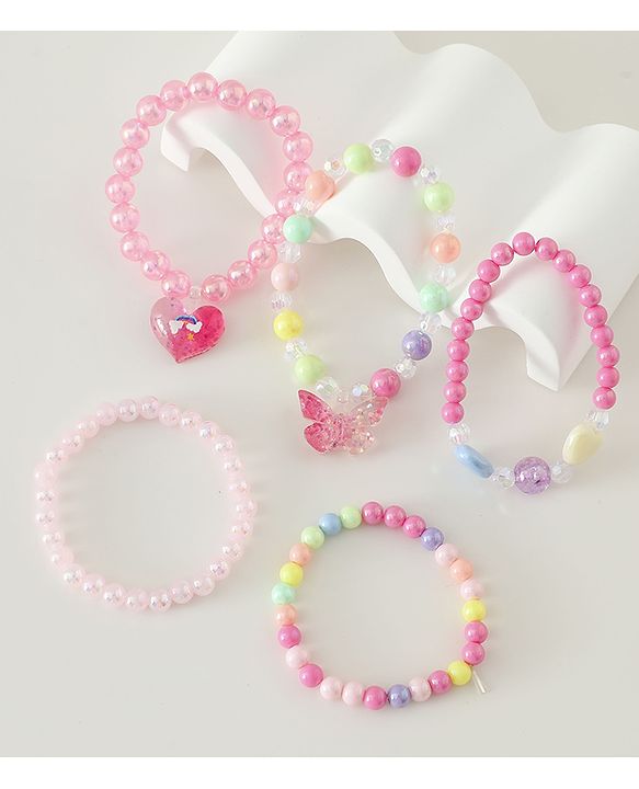 Pine Kids Free Size Bracelets & Bangles Set for Girls - Pink