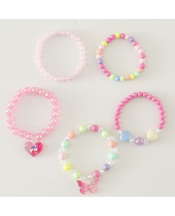 Pine Kids Free Size Bracelets & Bangles Set for Girls - Pink