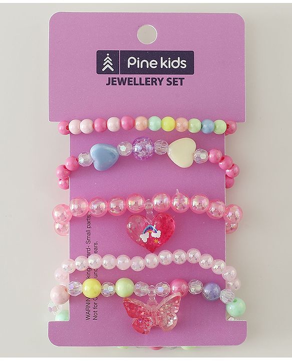 Pine Kids Free Size Bracelets & Bangles Set for Girls - Pink
