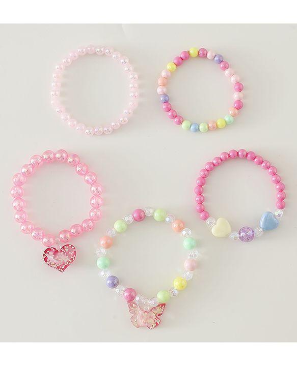 Pine Kids Free Size Bracelets & Bangles Set for Girls - Pink