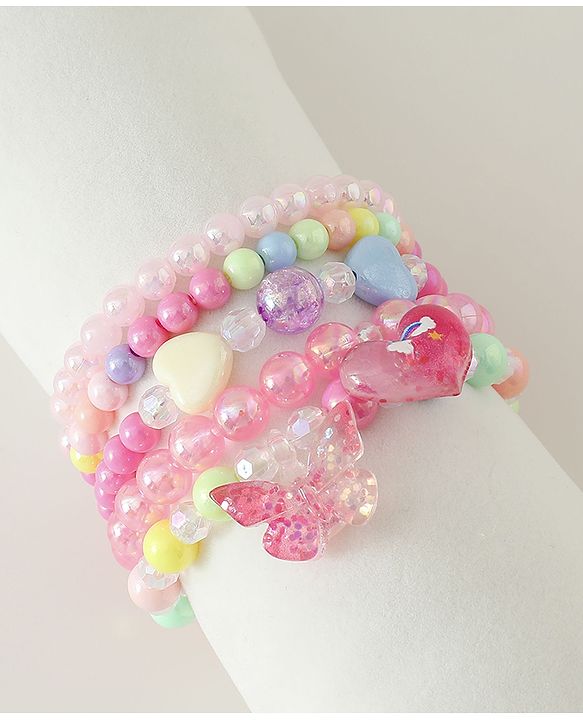 Pine Kids Free Size Bracelets & Bangles Set for Girls - Pink