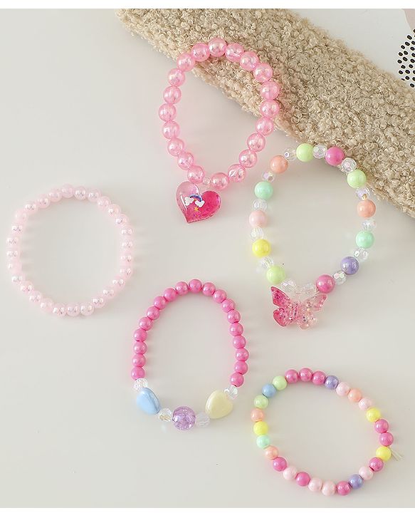 Pine Kids Free Size Bracelets & Bangles Set for Girls - Pink
