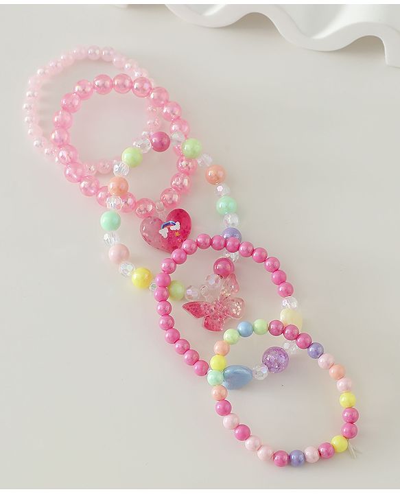 Pine Kids Free Size Bracelets & Bangles Set for Girls - Pink
