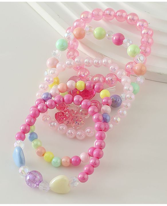 Pine Kids Free Size Bracelets & Bangles Set for Girls - Pink