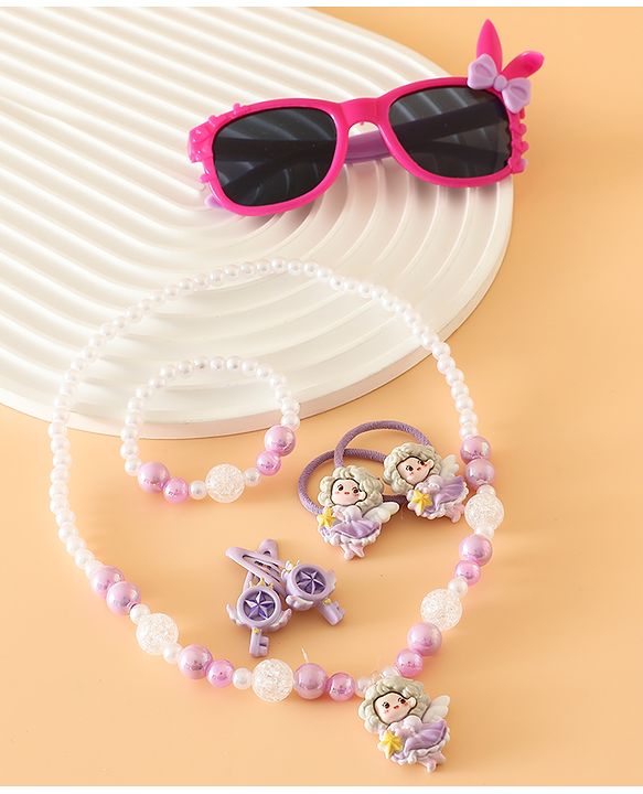 Babyhug Free Size Jewellery Set for Girls - Dark Pink