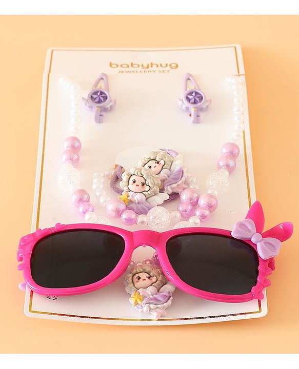 Babyhug Free Size Jewellery Set for Girls - Dark Pink