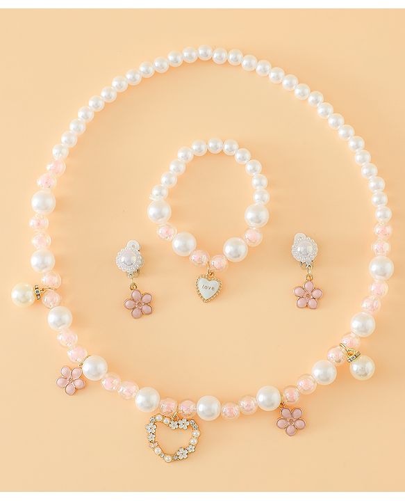 Pine Kids Free Size Jewellery Set for Girls - Pink