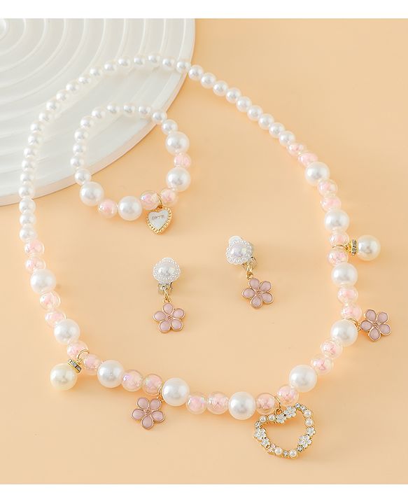 Pine Kids Free Size Jewellery Set for Girls - Pink