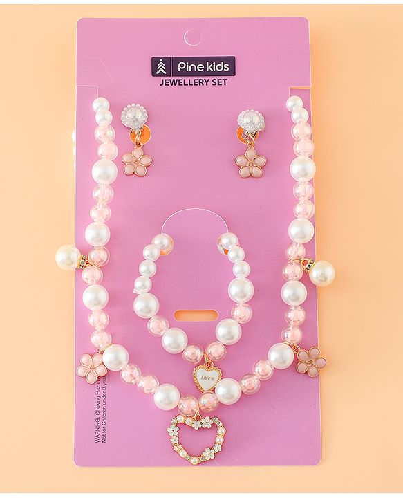 Pine Kids Free Size Jewellery Set for Girls - Pink