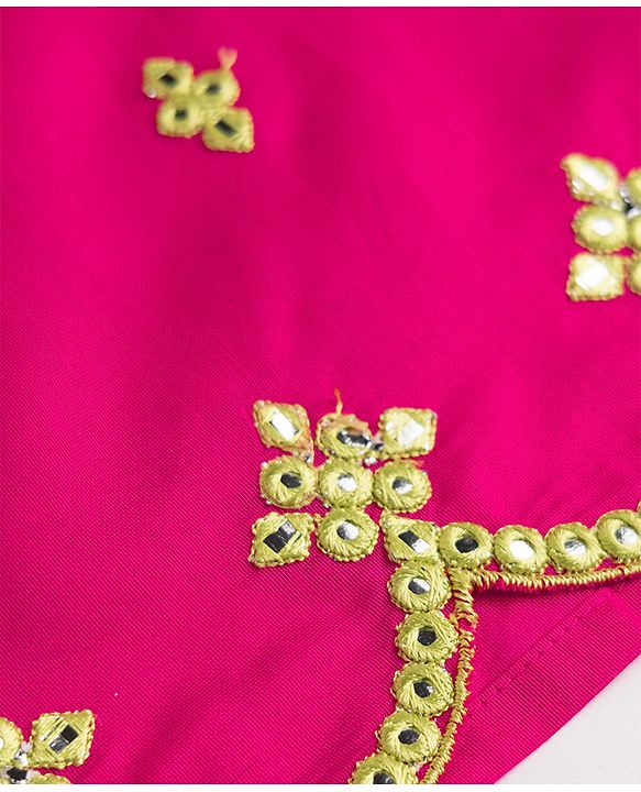 Pine Kids Woven Sleeveless Kurti & Gharara Set With Embroidery & Dupatta - Dark Pink